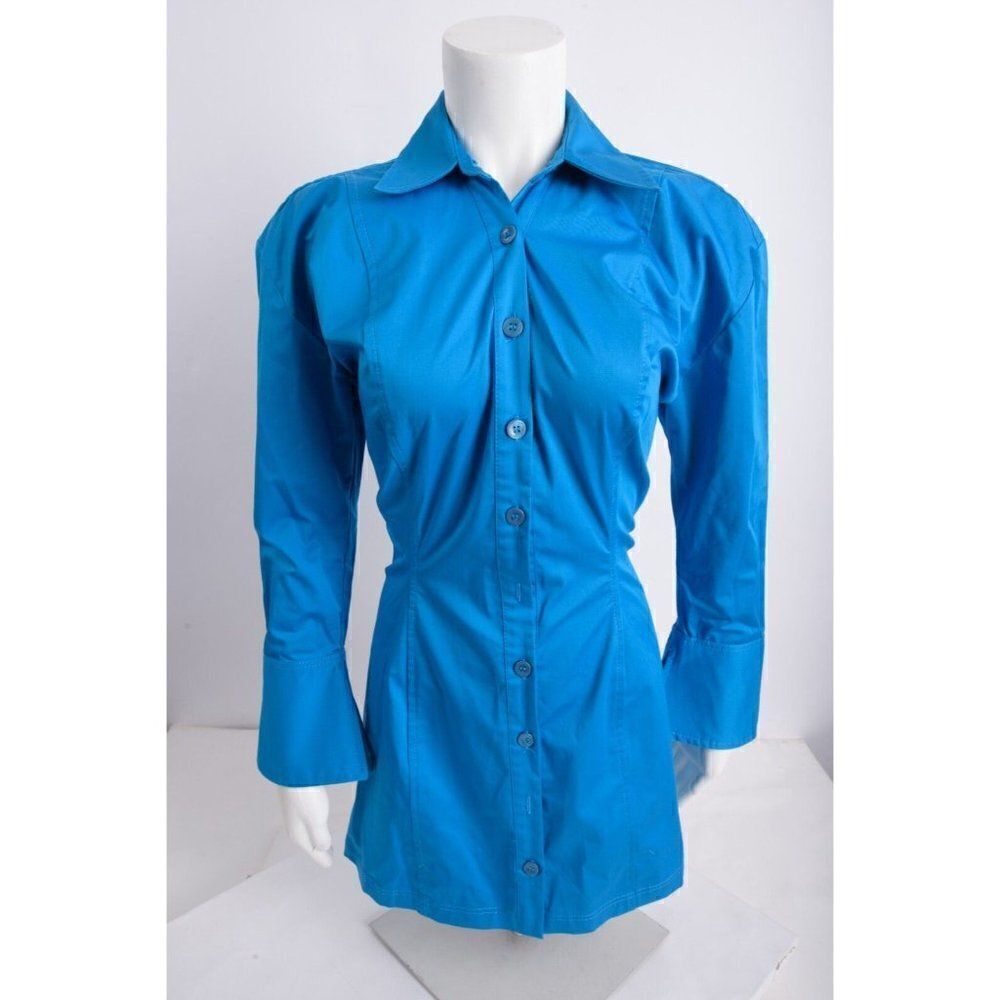 Zara Womans Mini Shirt Dress Size S Turquoise Fitted Tunic Style 8908/814 NWT